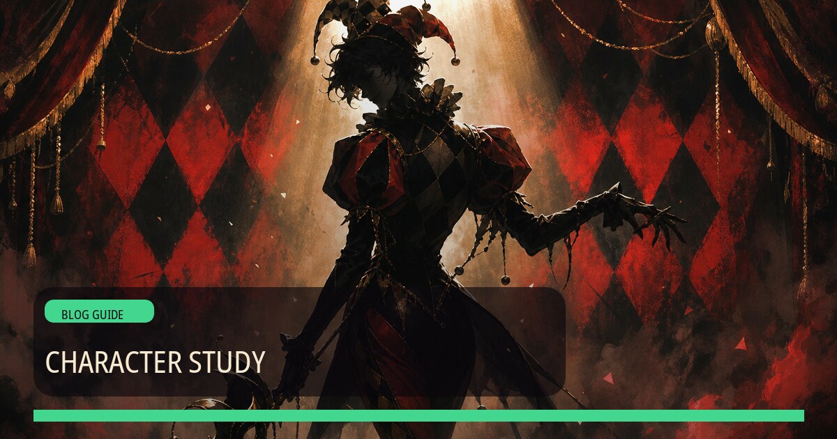Harlequin character study blog cover artwork