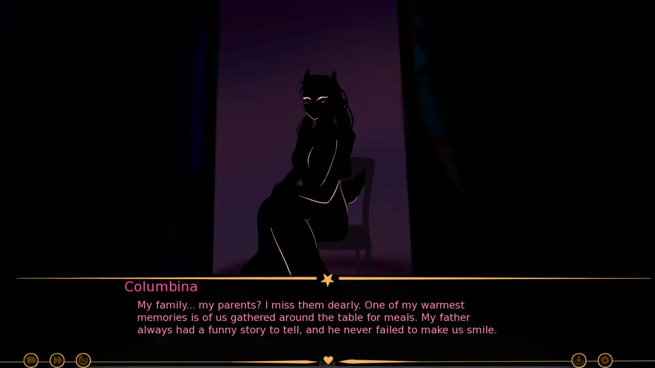 Official Columbina AMA scene showing her answer about warm family meals and memories of her parents