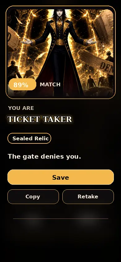 Ticket Taker first-screen quiz result hero artwork for The Freak Circus