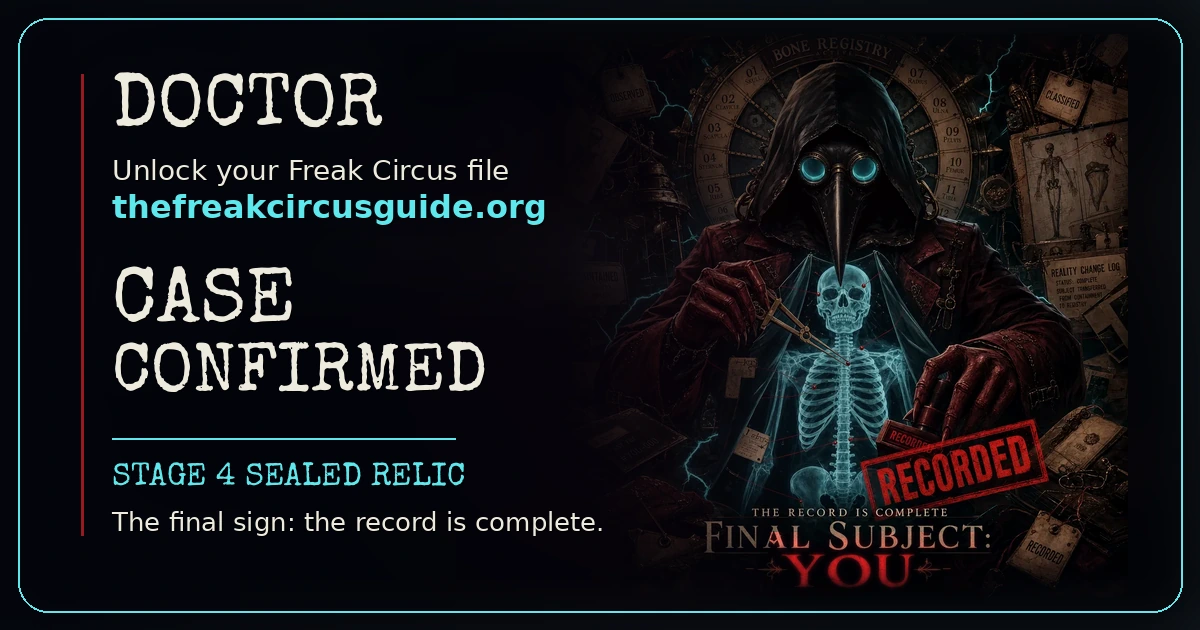 Doctor share card for The Freak Circus character quiz