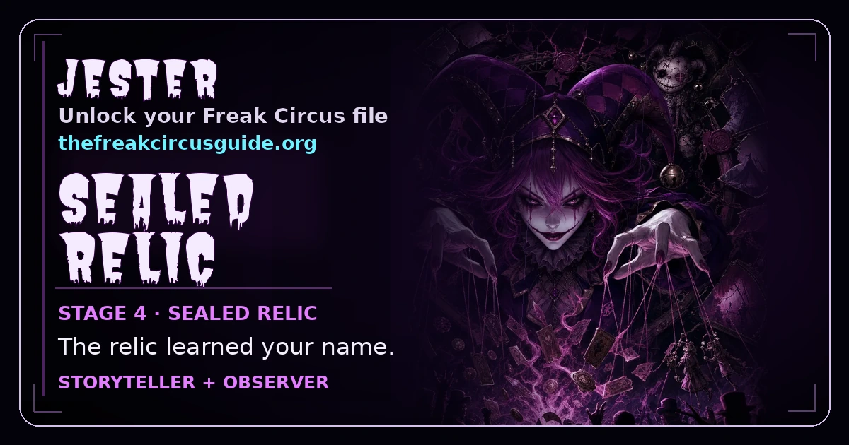 Jester share card for The Freak Circus character quiz