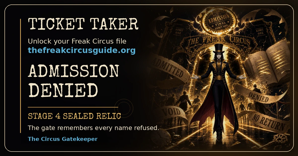 Ticket Taker share card for The Freak Circus character quiz
