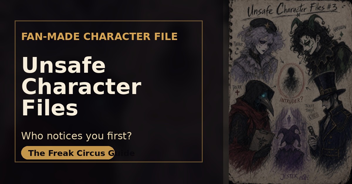 Fan-made Unsafe Character Files social card for The Freak Circus Guide