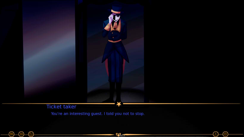 Ticket Taker standing at the gate in an official current-build The Freak Circus screenshot