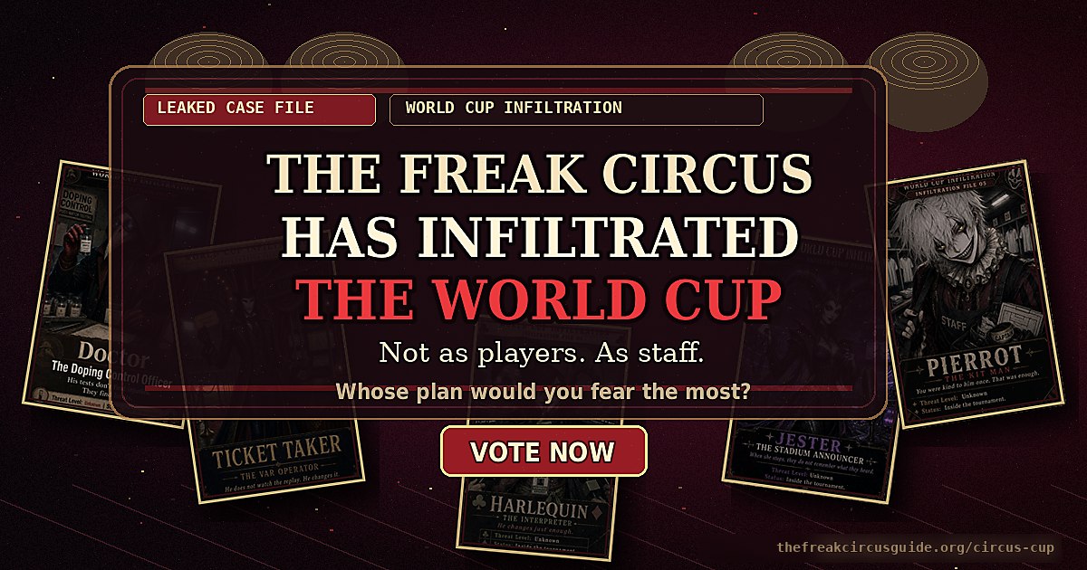 The Freak Circus World Cup Infiltration fan vote social card